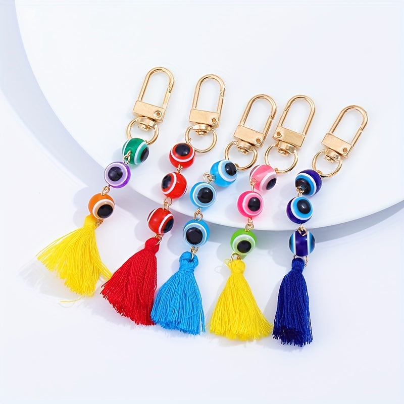 Evil Eye Keychain Amulet Good Luck Block Key Ring Purse Bag Backpack Car Accesso
