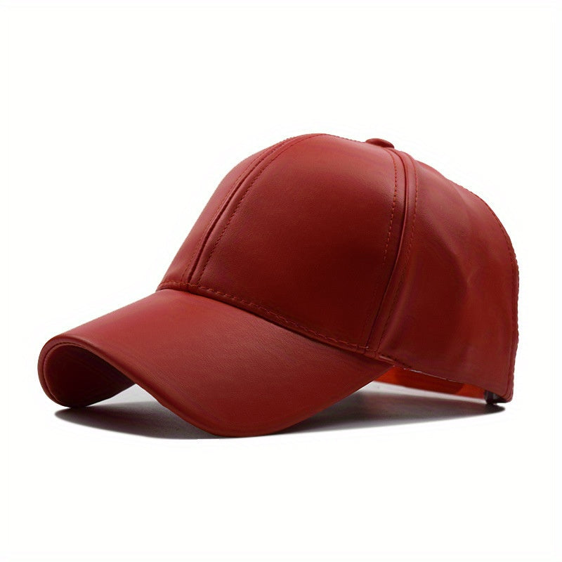 Unisex Outdoor PU Solid Baseball Cap | Smooth Leather All-match Dad Hat