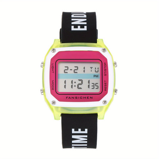 Digital Watch Silicone Strap LED Display Time Date