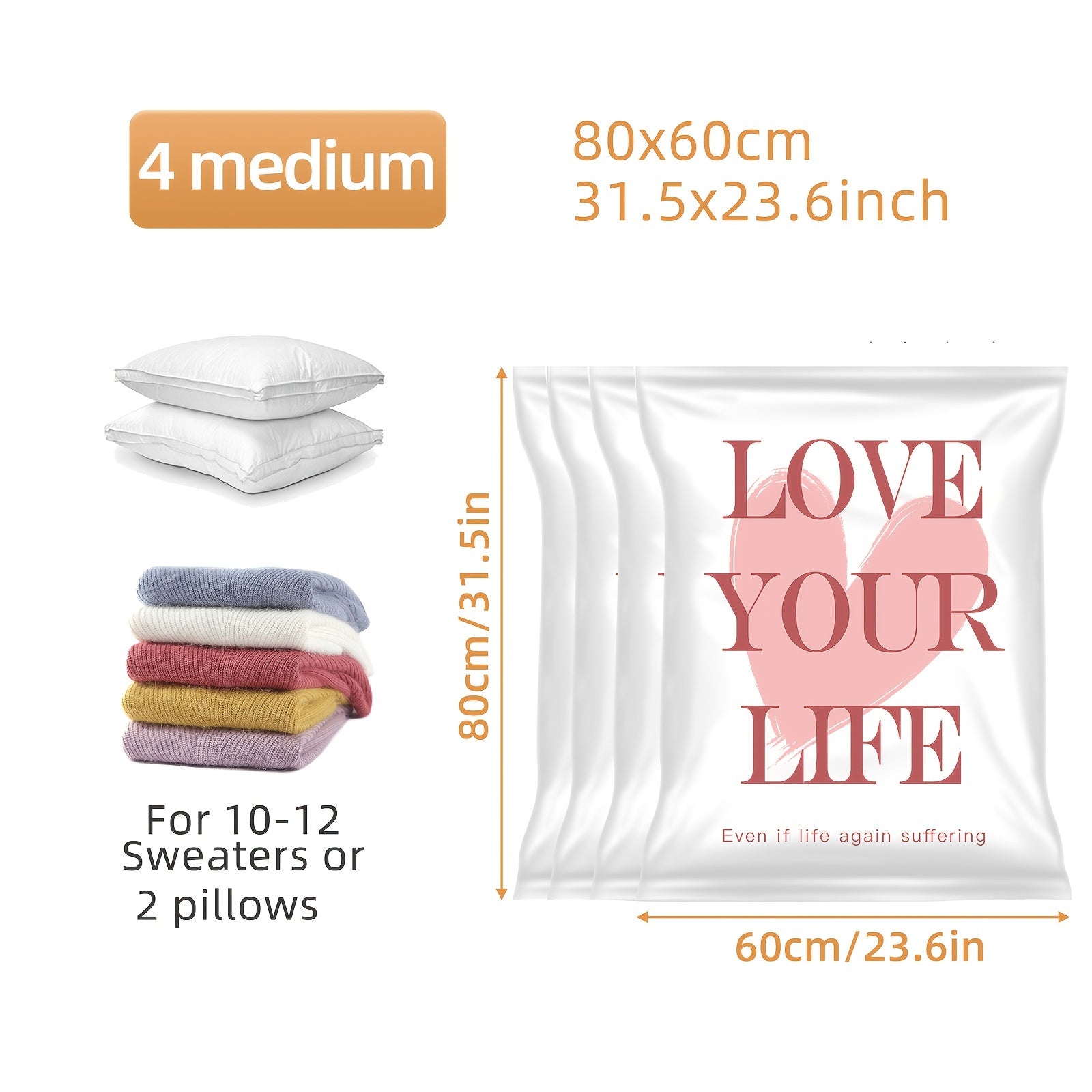 6pcs Vacuum Compression Storage Bags for Clothes Blankets - Space Saving
