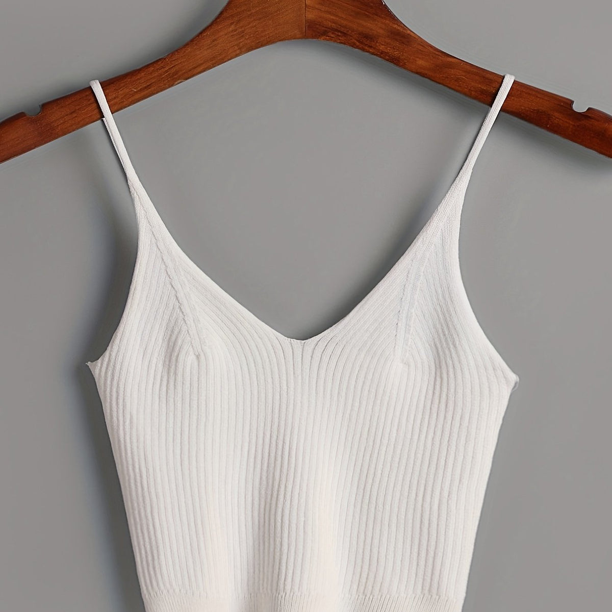 Ribbed Crop Cami Top Backless Slim Spaghetti Strap Crop Top