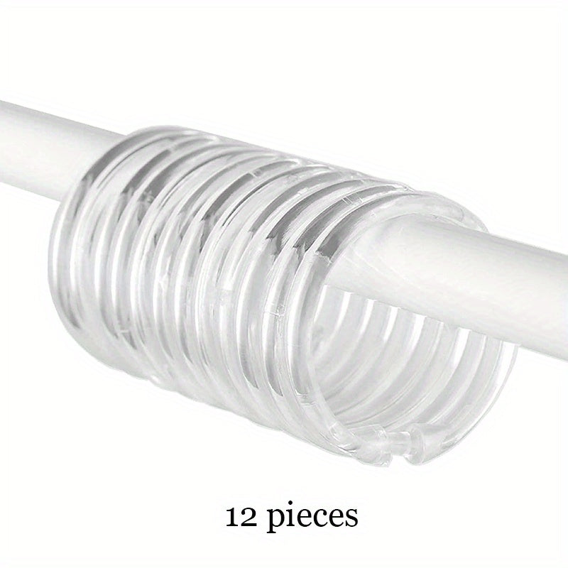 12 Transparent Plastic Shower Curtain Rings High Hooks For Bathroom Shower Rods