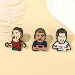 Funny Soccer Player Enamel Brooch