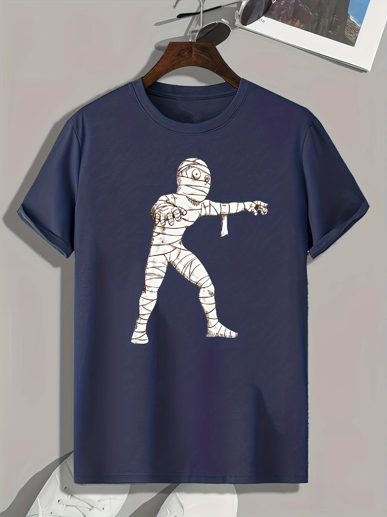 Halloween Mummy Pattern Print Men's Comfy Sports T shirt