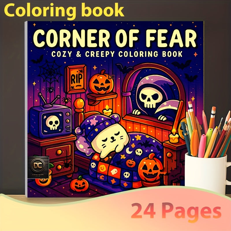 Halloween Coloring Book - Spooky Theme Illustrations - Family Fun Activity