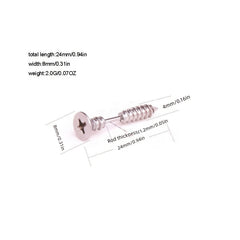 Hip Hop Stainless Steel Screw Stud Earrings