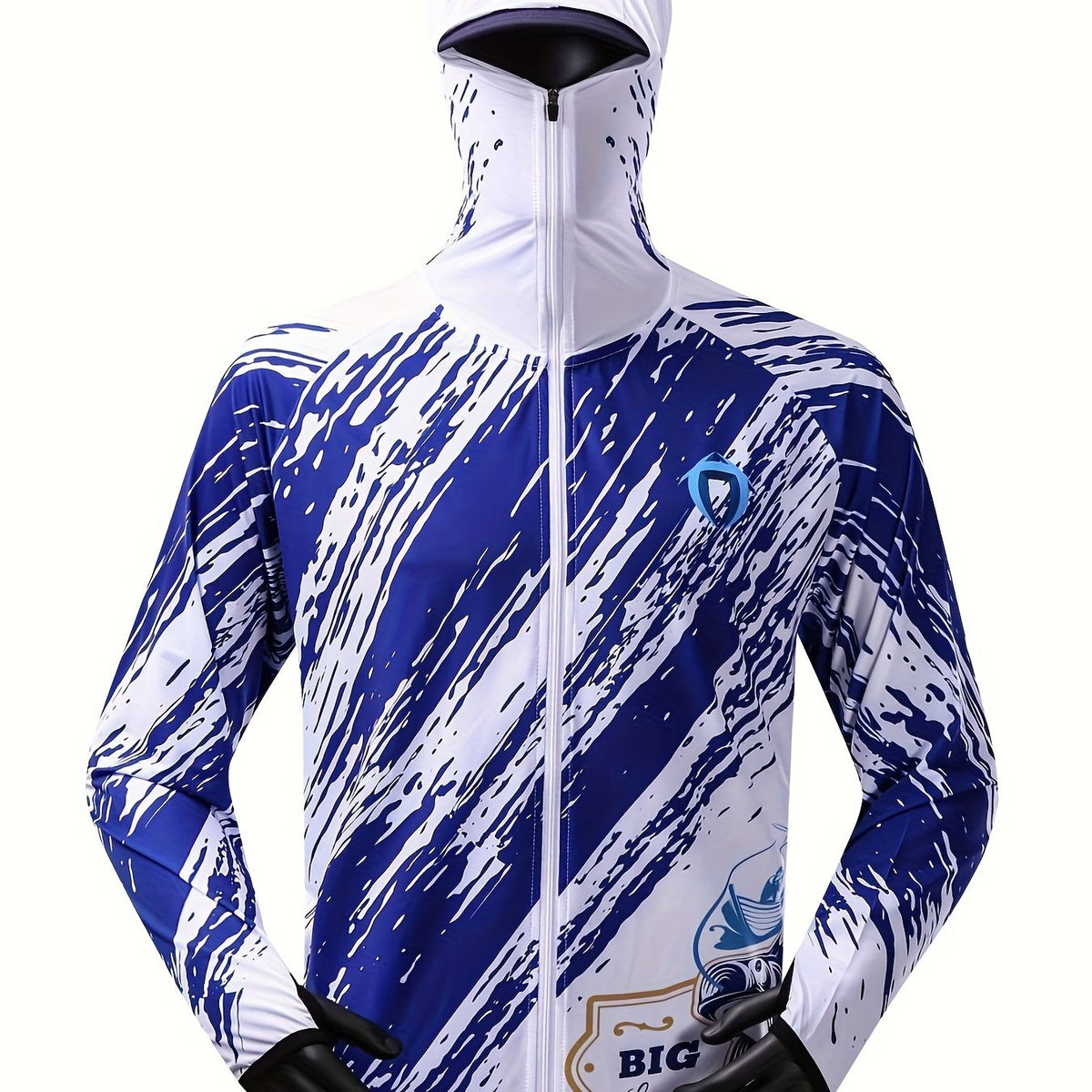 Men's Fish Pattern Block UPF 50 Sun Protection Hoodie Long Sleeve