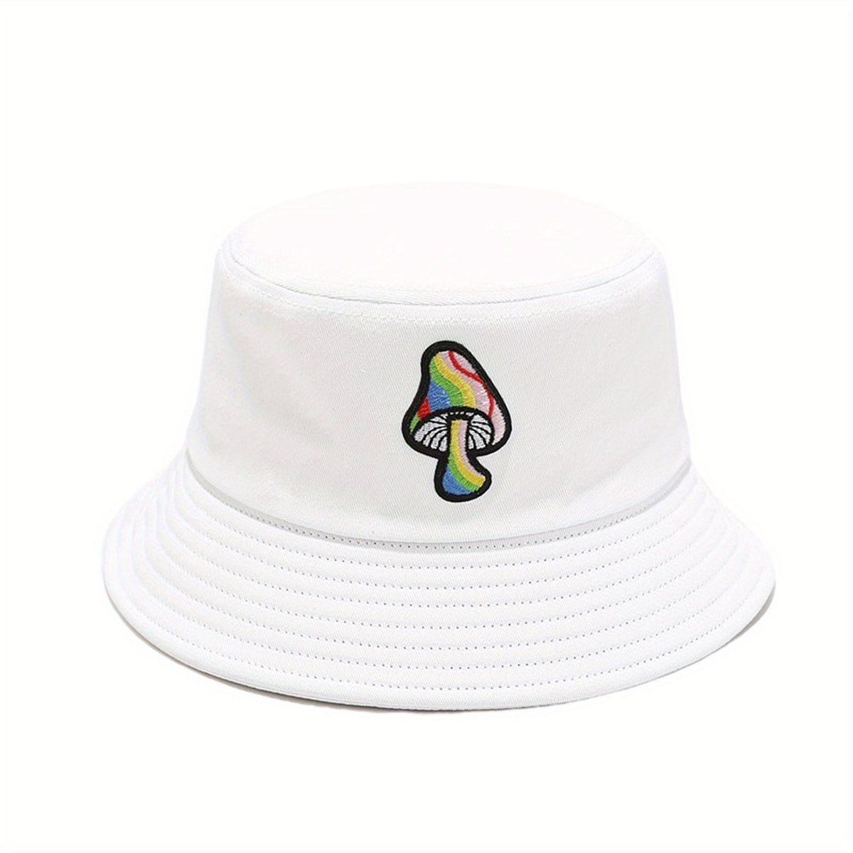 Mushroom Embroidery Bucket Hat Breathable Fisherman Cap