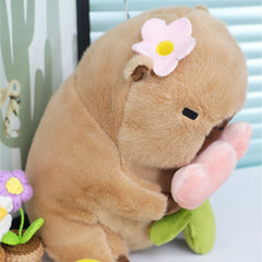 Capybara Plush Toy Stuffed Animal Flower Cozy