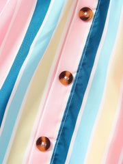 Toddler Girls Rainbow Striped Button Front Cami Dress