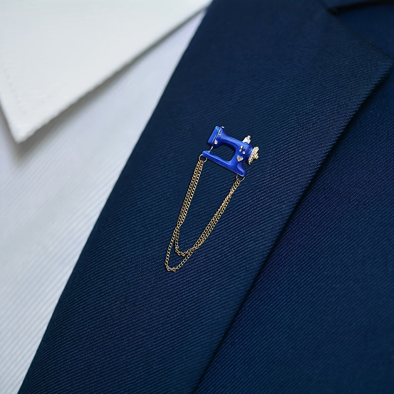 Sewing Machine Tassel Brooch Men's Chain Suit Personality Accessories