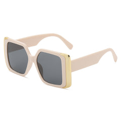 Golden Rimmed Oversize Irregular Square Sunglasses