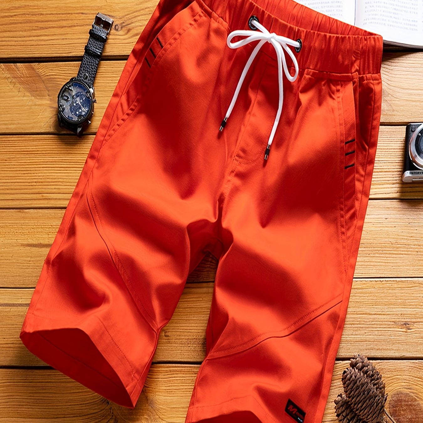 Flat Front Comfy Shorts Men's Casual Drawstring Waist Shorts
