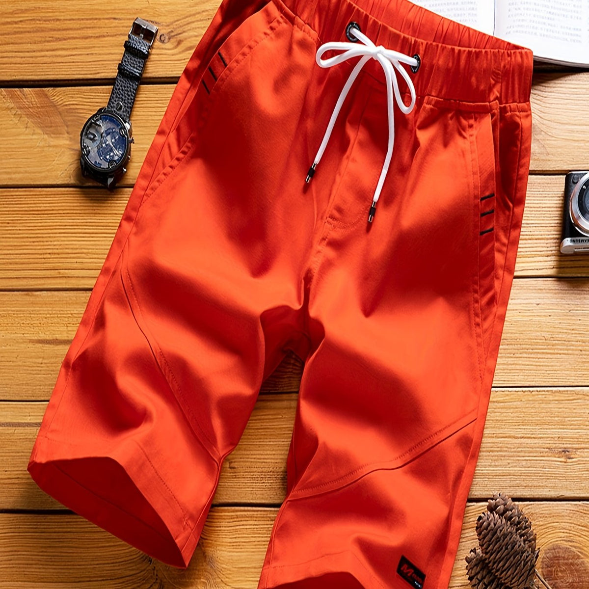 Flat Front Comfy Shorts Men's Casual Drawstring Waist Shorts