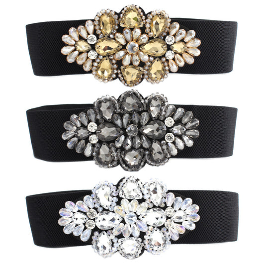 Vintage Rhinestone Elastic Band Dress Belt for Her