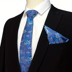Men's Flower Print Tie & Pocket Towel Set Business Wedding Daily Accessories