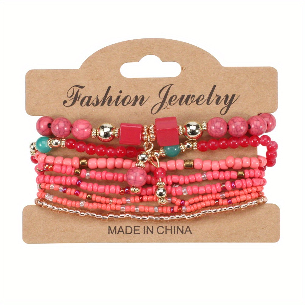 Colorful Bohemian Beaded Bracelet Stackable Hand Jewelry