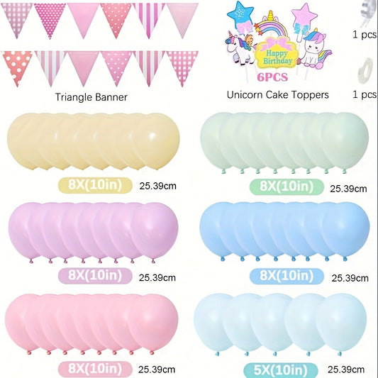 Pastel Balloon Garland Unicorn Cake Decoration Pink Birthday Party