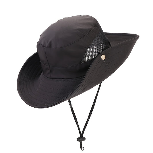 Summer Hollow Men's Windproof Bucket Hat Outdoor Sunshade Breathable Mesh
