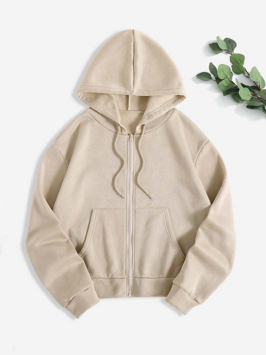 Women's Zipper Hooded Fall Loose Hoodie
