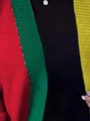  Colorblock Long Sleeve Button Up Cardigan