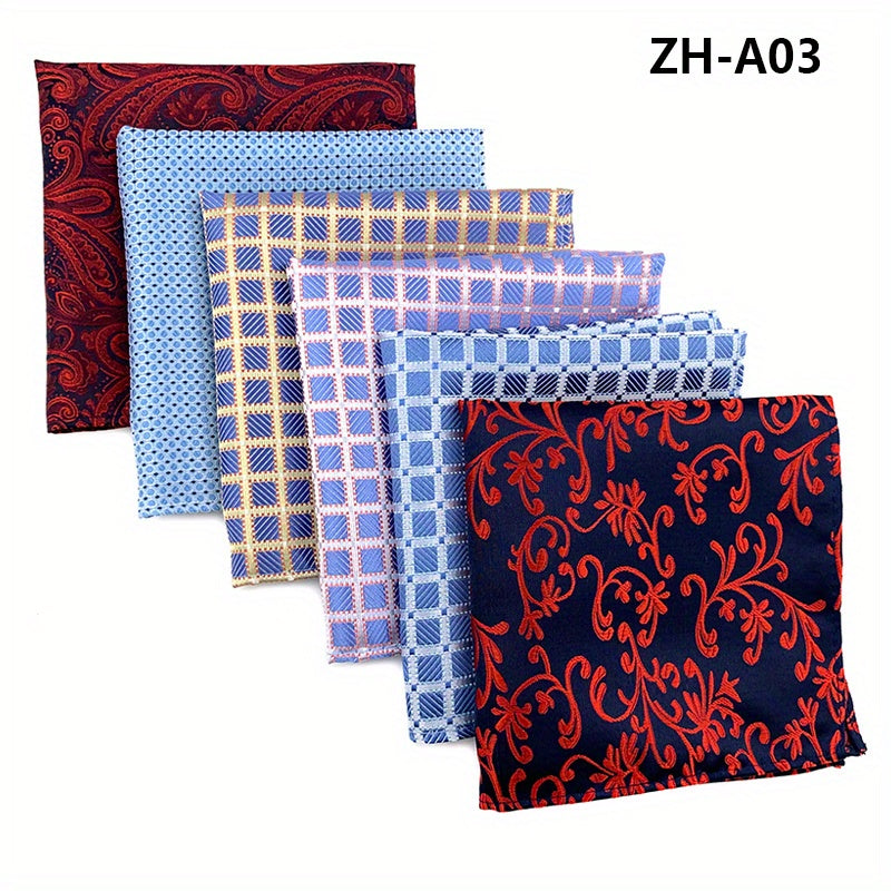 6pcs Men's Handkerchief Square Towel Paisley Flower Suit Pocket Combo