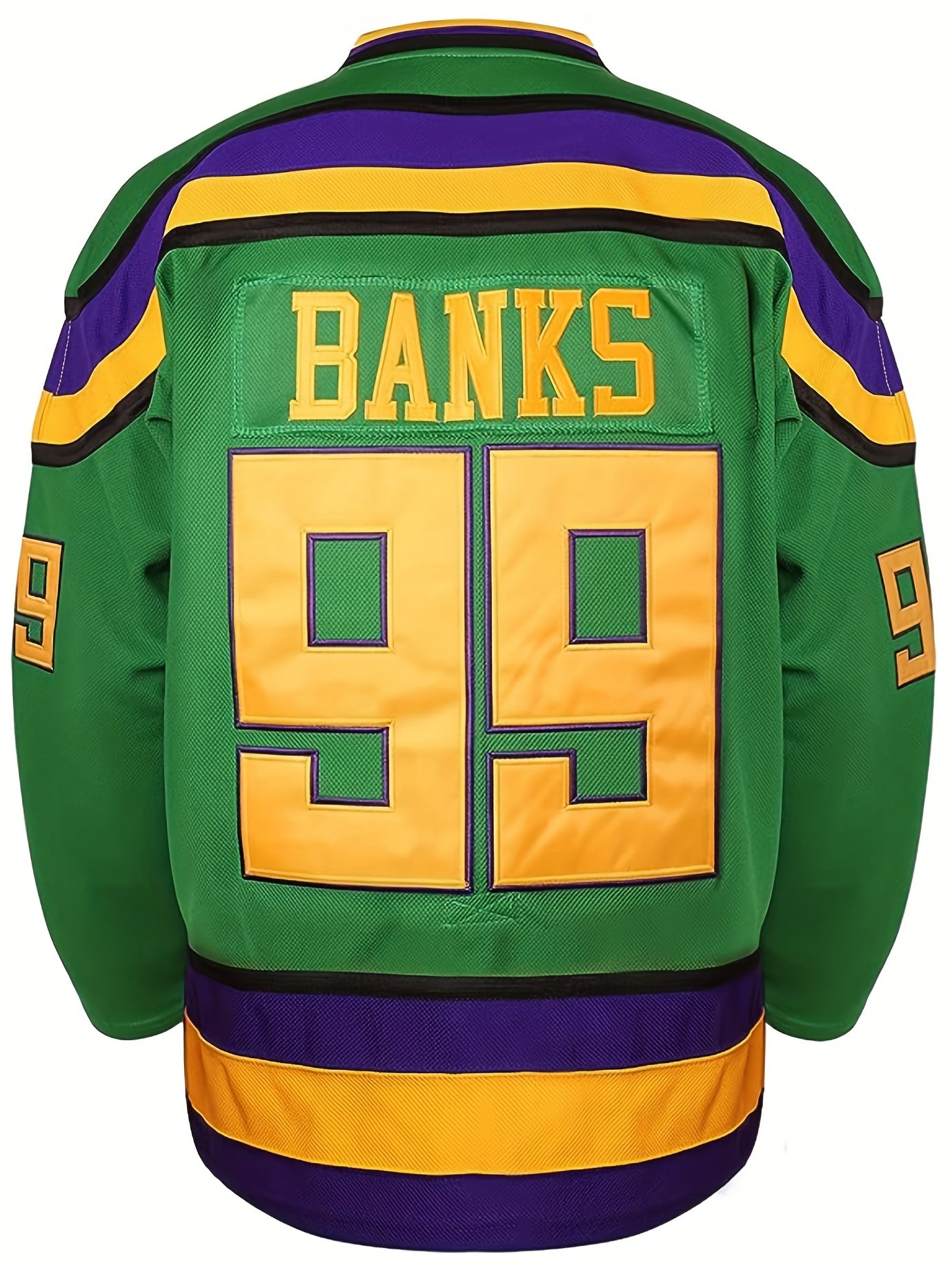 Men's Ducks Hockey Jersey Vintage Stripe V-Neck Long Sleeve Uniform