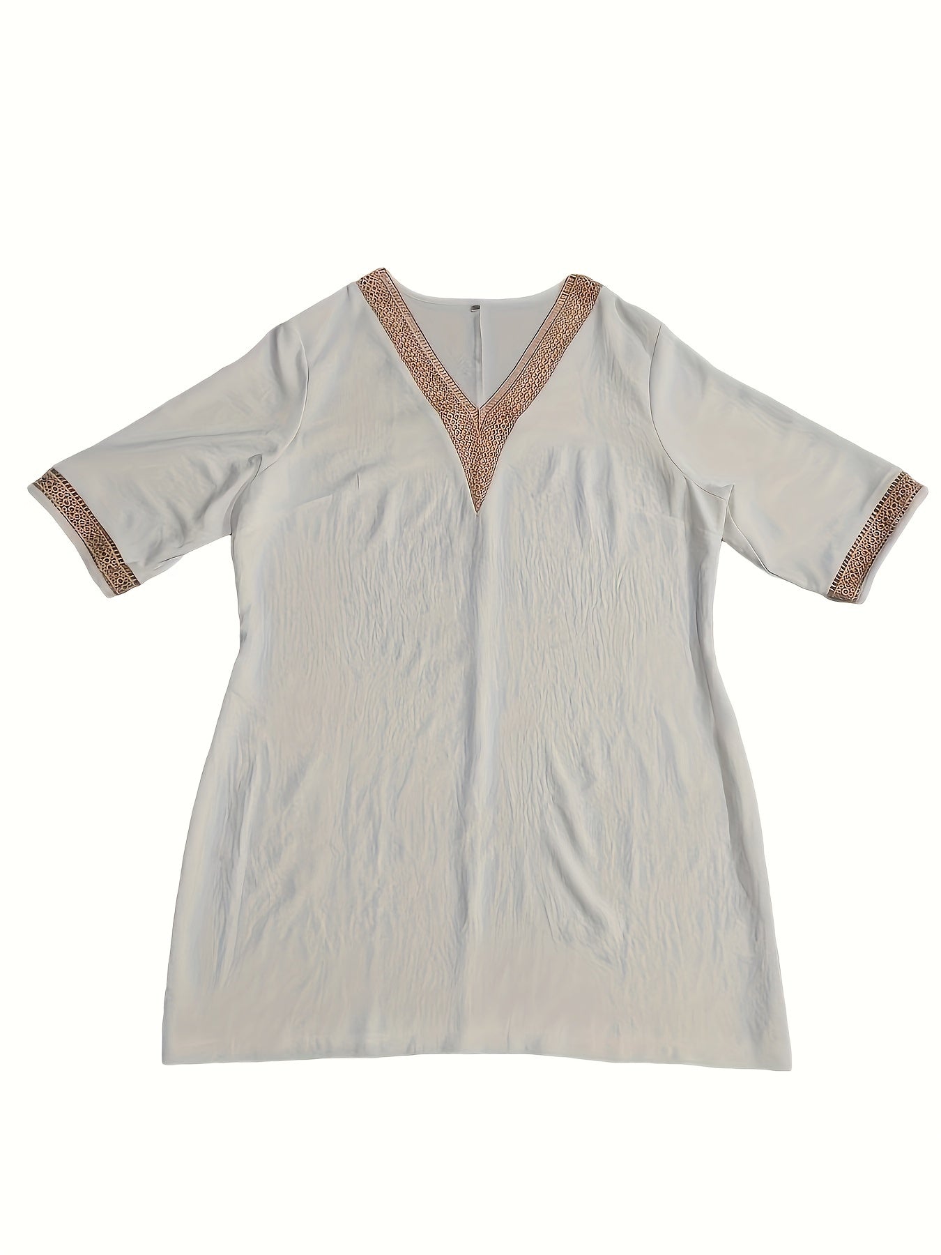  Lace Sleeve V Neck Summer Dress