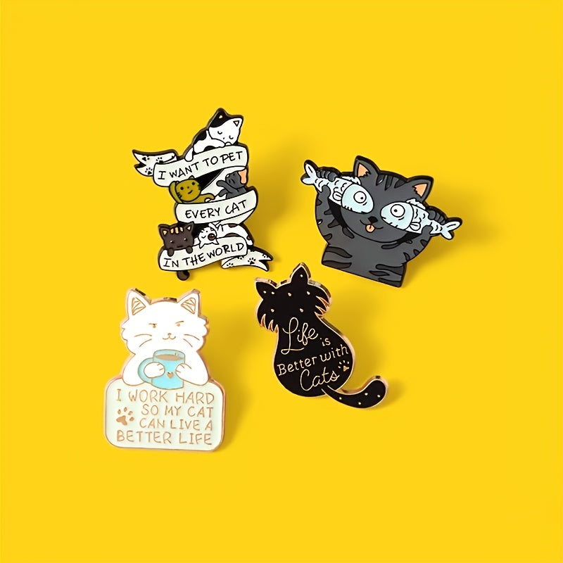 Cat Fish Charming Emblem Pet Brooch Enamel Lapel Pin Decorative Badge