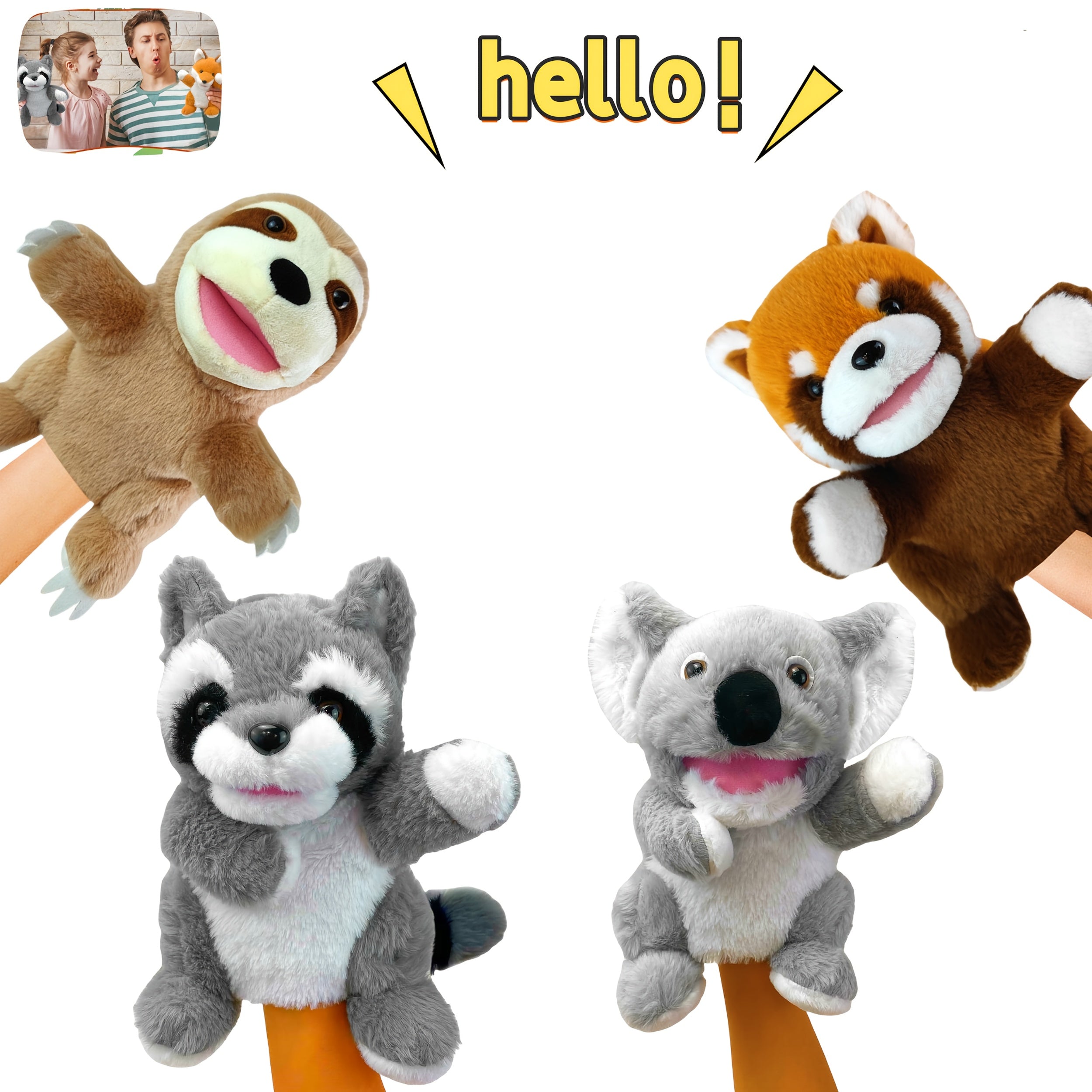 Jungle Animal Puppet Set for Storytelling and Role Playing