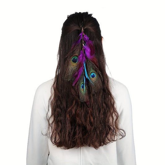 Boho Faux Feather Hairpin Headdress for Women Girls