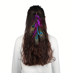Boho Faux Feather Hairpin Headdress for Women Girls