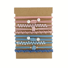 20pcs Pearl Boho Hair Ties, Elastic Ponytail Holder Hair Rope Accesso