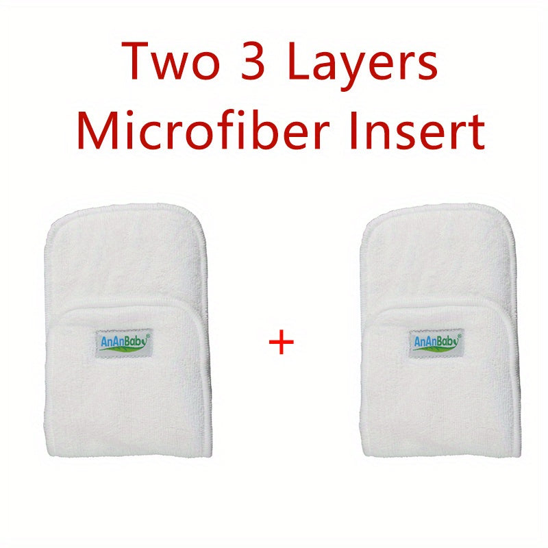 2pcs 3 Layers Microfiber Diaper Insert 4 Layers Bamboo Charcoal Insert