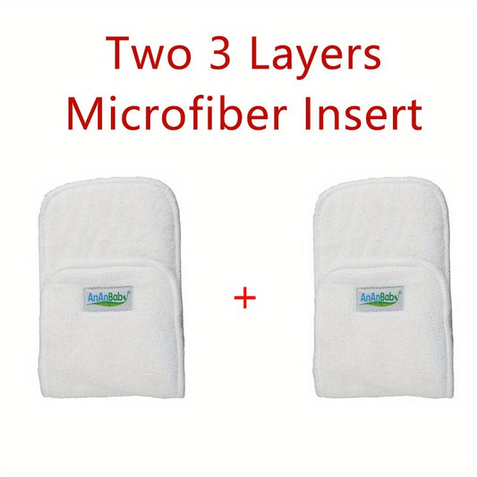 2pcs 3 Layers Microfiber Diaper Insert 4 Layers Bamboo Charcoal Insert