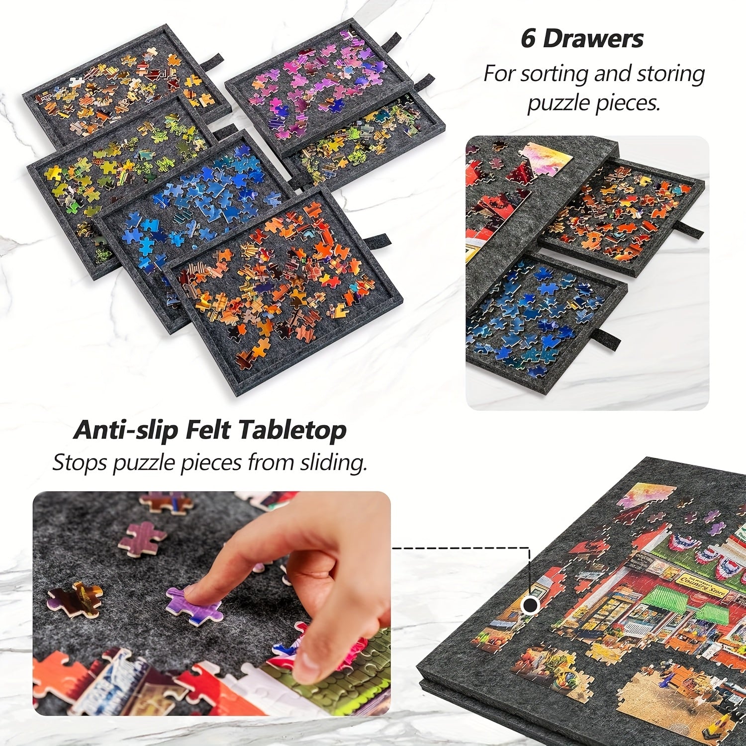 Adjustable Foldable Puzzle Tabletop 6 Drawers Lid Lightweight Platform Stand