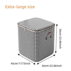 Large Capacity Houndstooth Storage Box Lightweight Zipper Organizer