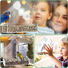 Clear Plastic Window Bird Feeder with Suction Cups - Bird House