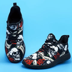 Men's Skull Print Lightweight Running Shoes Soft Sole Non slip Sneakers