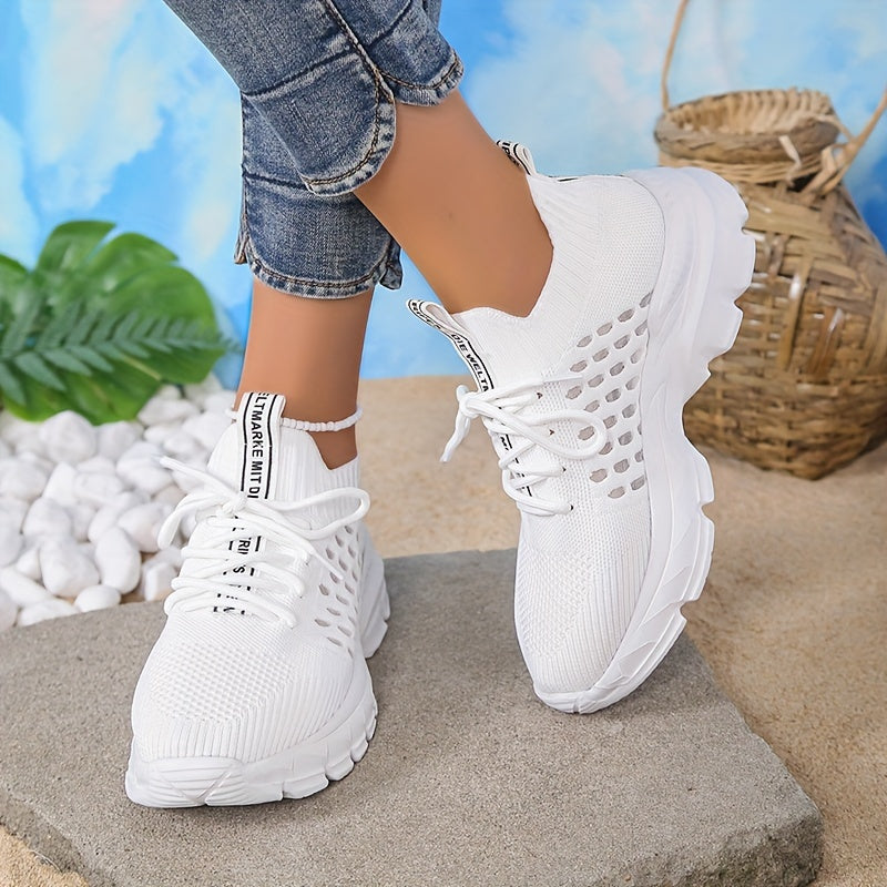 Women's Breathable Athletic Sneakers, Lace up Mesh, Running & Casual Wear
