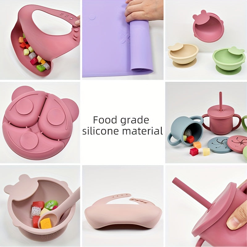 10pcs Silicone Baby Feeding Set for 0-3 Years Old