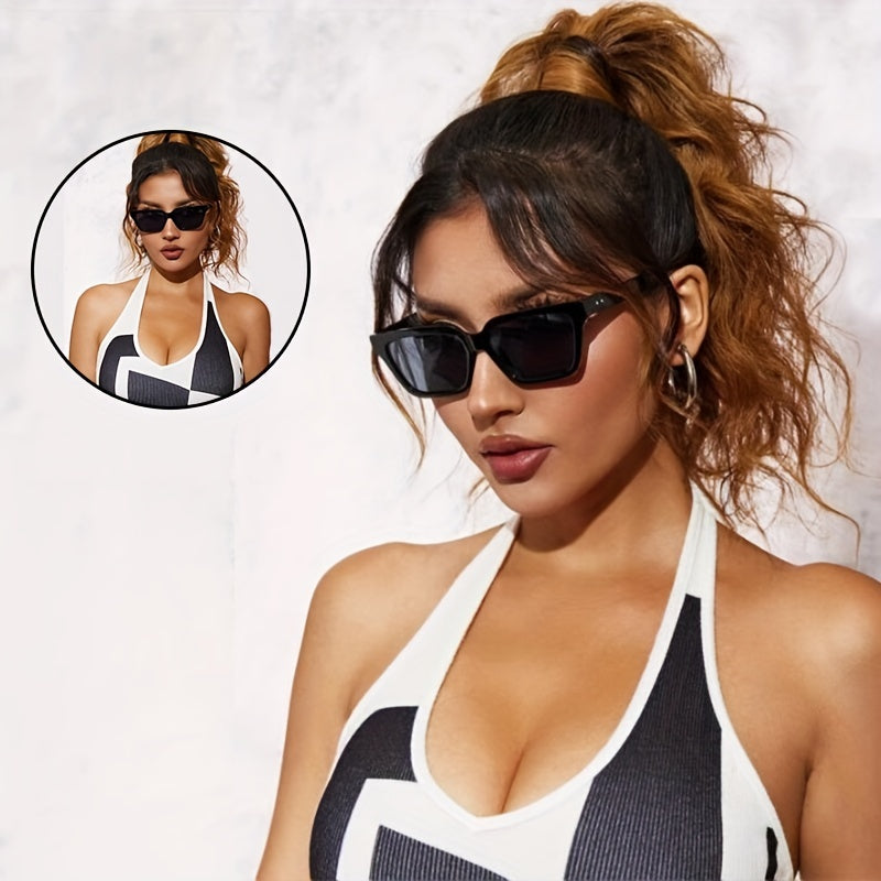 Square Frame Sunglasses Rivet Decor UV400