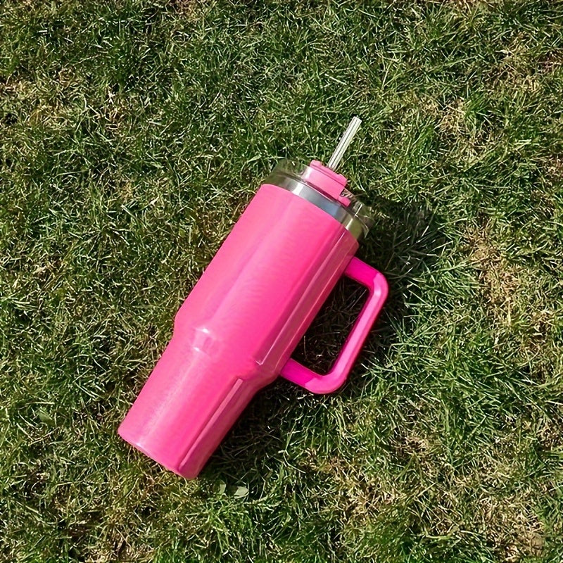 40oz Stainless Steel Insulated Water Bottle with Handle - Leakproof Straw Cup