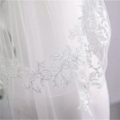 Floral Edge Bridal Veil for Wedding Prom Formal Events