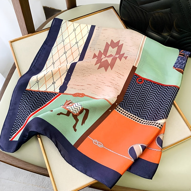 Square Silk Scarf Print Satin Shawl Wrap Hijab Women Headband Bandana