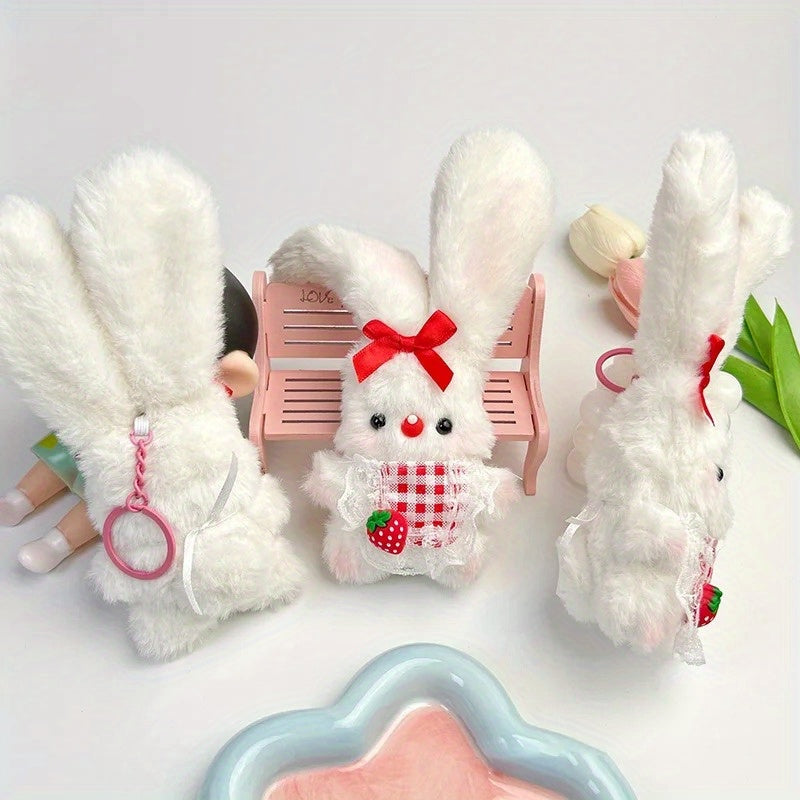 3pcs Rabbit Squeaking Plush Keychain Backpack Decor Dolls