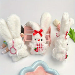 3pcs Rabbit Squeaking Plush Keychain Backpack Decor Dolls