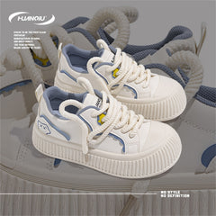 HUANQIU Smiling Face Lace-up Skate Shoes Retro Lightweight Flatform Sneakers