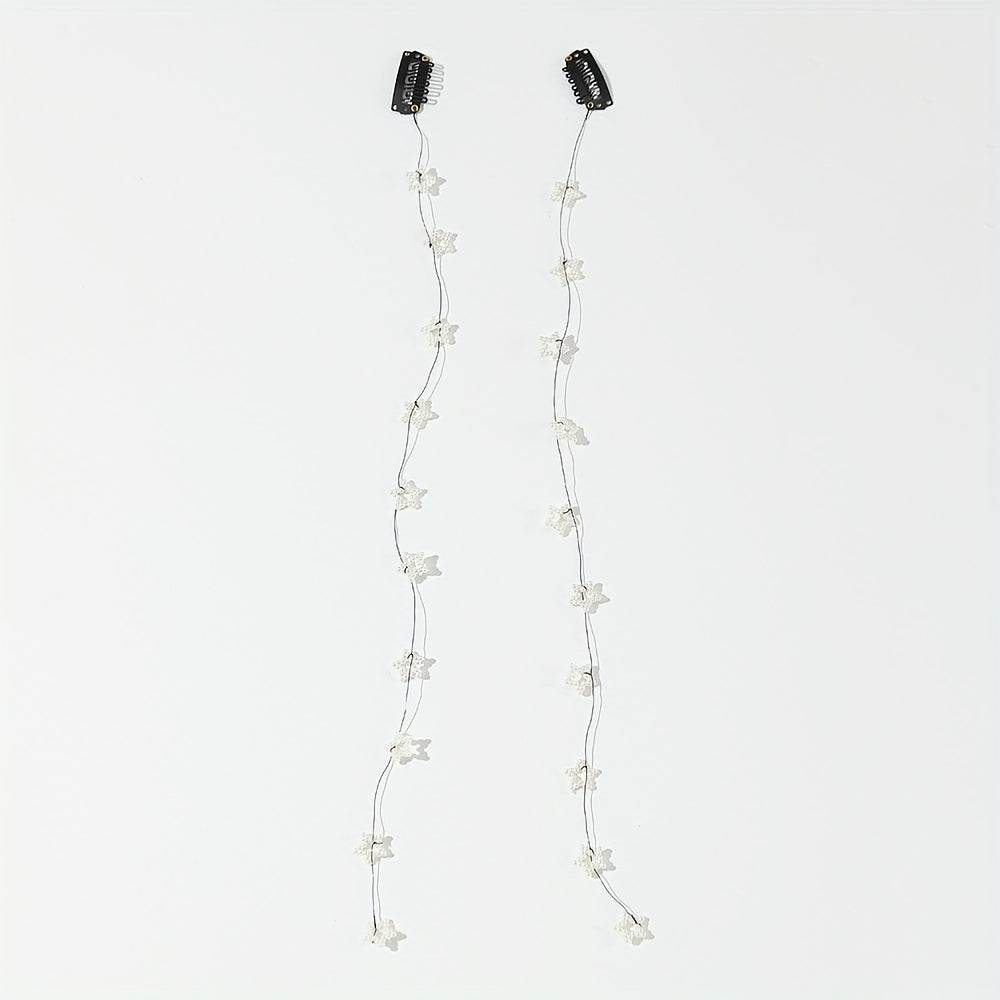 2pcs Fairy Faux Pearl Hair Chain Invisible Clip Girls Hair Accessories