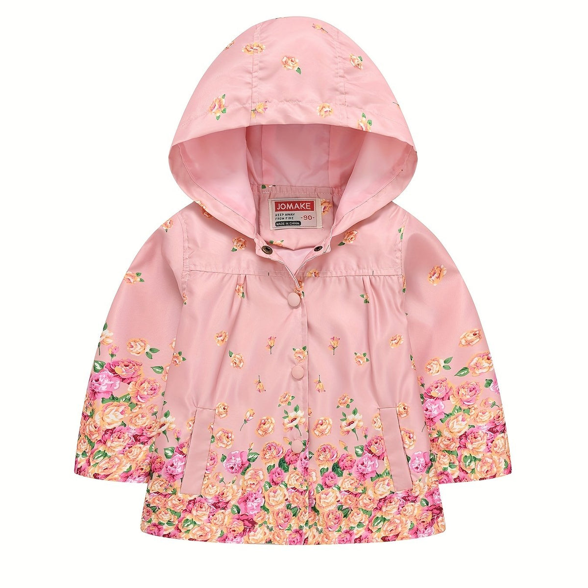 Kids Girls Floral Hooded Jacket